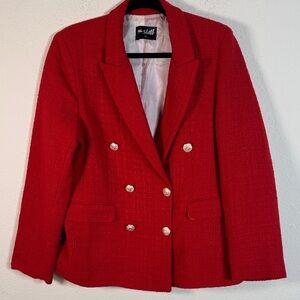 Women's Red Cotton Double-Breasted Blazer size 44-14